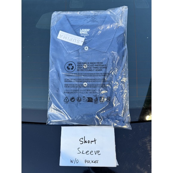 3 Pack Lands' End Men's M Soft Cotton Long, Short Sleeve Polo Blue, Olive, Red - Picture 2 of 13